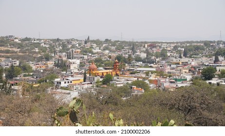 Peña De Bernal City And Monolith Rock Formation In Querétaro State Of Central Mexico.