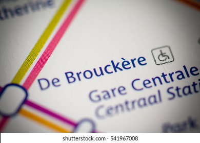 De Brouckere Station. Brussels Metro Map.