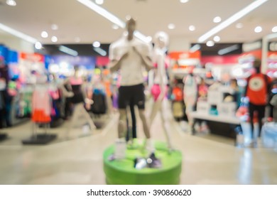 De Focused/blurry Background Of Sports Clothing Store In Inter Sport Store,  For Use As A Background,vintage Color