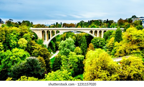 Vallé De La Pétrusse (Petrusse Park) Below The Pont Adolphe Bridge And  In The City Of Luxumbourg