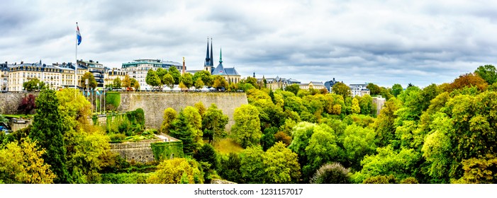 Vallé De La Pétrusse (Petrusse Park) Viewed From The Adolphe Bridge In The City Of Luxumbourg