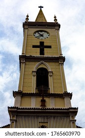 São João De Meriti, Rio De Janeiro, Brazil. 06/20/2020.  Matrix Church Of São João Batista. The Church Is Located At Getúlio Vargas Squarein In The City Downtow . 