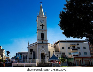 São João De Meriti, Rio De Janeiro, Brazil. 06/20/2020.  Matrix Church Of São João Batista. The Church Is Located At Getúlio Vargas Squarein In The City Downtow . 