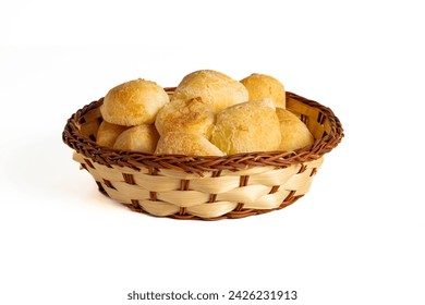 pão de queijo isolated on a white background (also known as cheese bread or cheese bun)