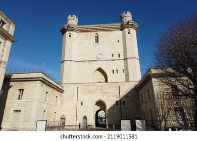 The Château De Vincennes (14th Century) And Its Magnificent Entrance Door, Near Paris, France On A Blue Sunny Sky