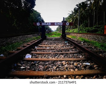 The dead end of a railway track