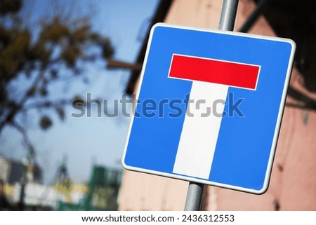 Dead end traffic sign. Private property road. Roadsign background.