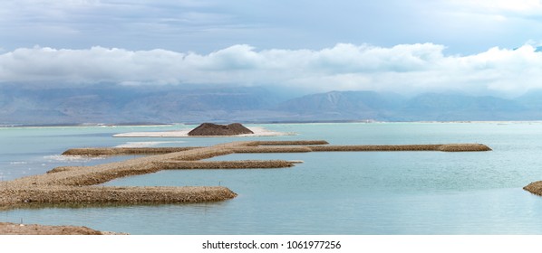 Dead Sea, Israel, Salt Works, Full Of Minerals Near Town Ein Bokek, Place For Medical Treatments, Climatotherapy, Thalassotherapy, Heliotherapy