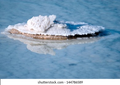 Dead Sea Salt Crystals Natural Mineral Formation On A Rock At The Dead Sea, Israel.