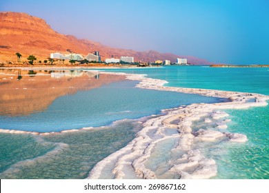Dead sea salt shore. Ein Bokek, Israel - Shutterstock ID 269867162