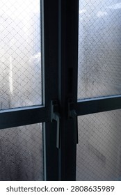  In the dead of winter, condensation from the heating system moistens the window.                              