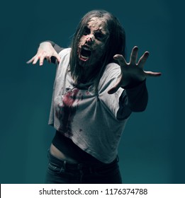 dead woman zombie. horror halloween concept