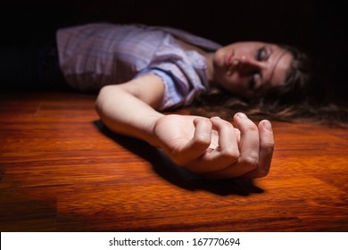 The Dead Woman's Body. Focus On Hand