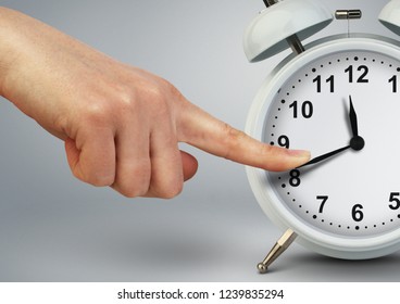 Deadline Concept, Hand Stop Time On Classic Clock