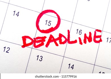 Deadline Word Written On The Calendar