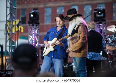 DEADWOOD, SD – JUNE 16.  William Lee Golden And Roger Eaton Of The Oak Ridge Boys Performs On Main Street To A Crowd Of 8,000 Fans During The Wild Bill Days In Deadwood, South Dakota – 16 June 2017