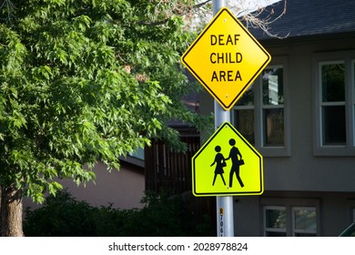 Deaf Child Area Sign In The Street