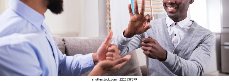 Deaf Impaired Sign Language. Two People Talking - Shutterstock ID 2225539879
