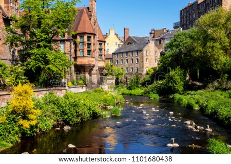 Dean Village and water of Leith. Edinburgh, UK.