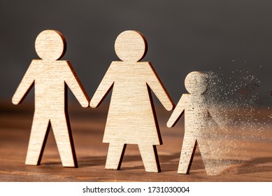 Death Of Child. Family Holds Hands And Scatters The Ashes From The Child.