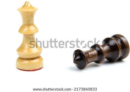 Death of king. Chessmen. Concept of a victory and loss isolated over white