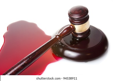 Death Sentence Or Injustice Concept With Juge Gavel And Blood