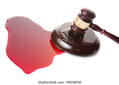 Death Sentence Or Injustice Concept With Juge Gavel And Blood