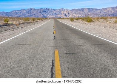 Death Valley, California / United States Of America - September 2015: Open Road In Death Valley, California. 