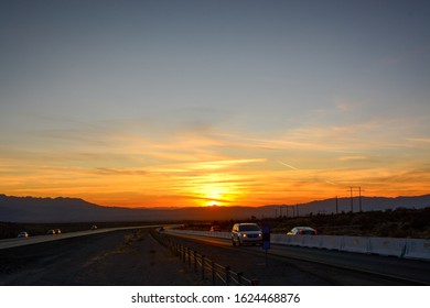 Death Valley Junction, California - November 11, 2019: Sunset Over Death Valley National Park In California, USA