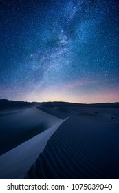 Death Valley Mesquite Dunes At Night Under The The Milky Way