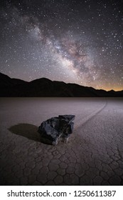 Death Valley Moving Rocks At Night With Milky Way