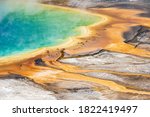 Deatiled photo of Grand Prismatic Spring from above. Yellowstone National Park, Wyoming, USA