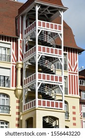 Deauville, France - September 27 2019 : Le Royal Hotel Fire Exit