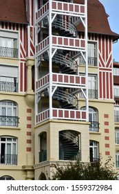 Deauville, France - September 27 2019 : Le Royal Hotel Fire Exit