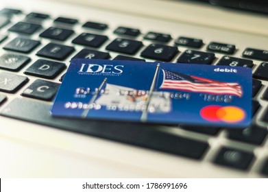 A Debit Card For Unemployment Insurance Payments In Illinois: Chicago, USA-July 29, 2020