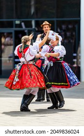 Debrecen Hungary Aug. 20 2021: The Annual Flower Festival. Hungarian Folk Dancing 