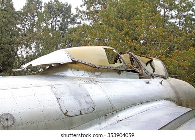 Debris Of The Aircraft Engine Cover, Closeup Of Photo