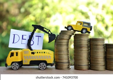 Debt Car Concept, Construction Truck Help Taking 