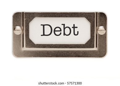 Debt File Drawer Label Isolated On A White Background.