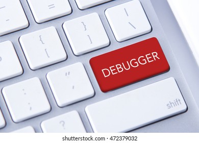 Debugger word in red keyboard buttons