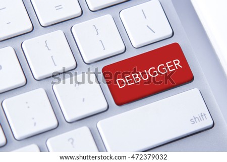 Debugger word in red keyboard buttons