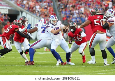 Dec 12, 2021; Tampa, FL USA;  Josh Allen During An NFL Game At Raymond James Stadium. (Steve JacobsonIts Sports Magazine)