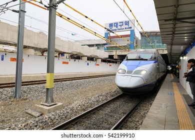 Dec 14, 2016 High-speed Korea Train Express(KTX) At Dongdaegu Station In Korea