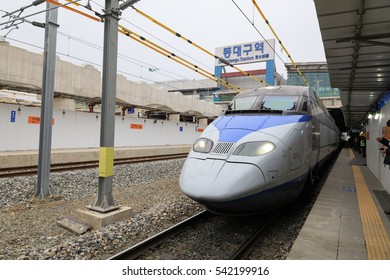 Dec 14, 2016 High-speed Korea Train Express(KTX) At Dongdaegu Station In Korea