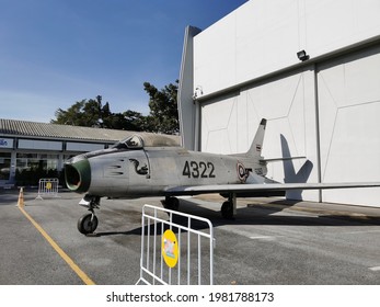 DEC 17, 2020 : F-86 Sabre Displayed At Royal Thai Air Force Museum, Don Mueang District, Bangkok, Thailand.