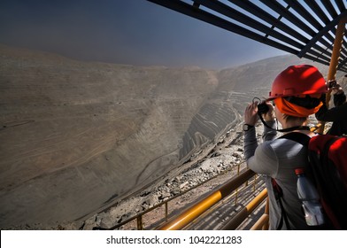 Dec. 2010, Atacama, Chile, Tourists In Chuquicamata Mine