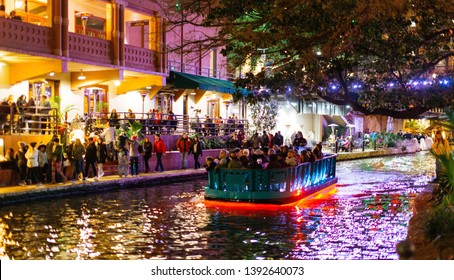 Dec 28th, 2018 San Antonio River Walk During The Christmas Time 