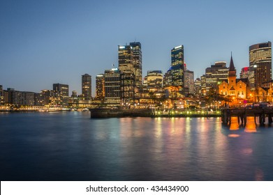 DEC 4 2016 : View Of Circular Quay , Sydney At Night : AUSTRALIA