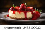 Decadent Strawberry Cheesecake Topped with Vibrant Red Strawberries