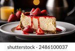 Decadent Strawberry Cheesecake Topped with Vibrant Red Strawberries